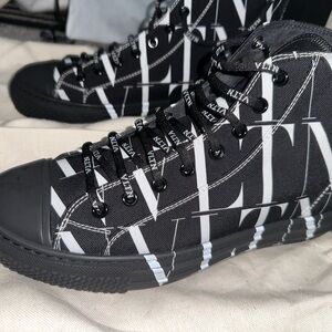 Valentino Women Black and White High-Top Sneakers